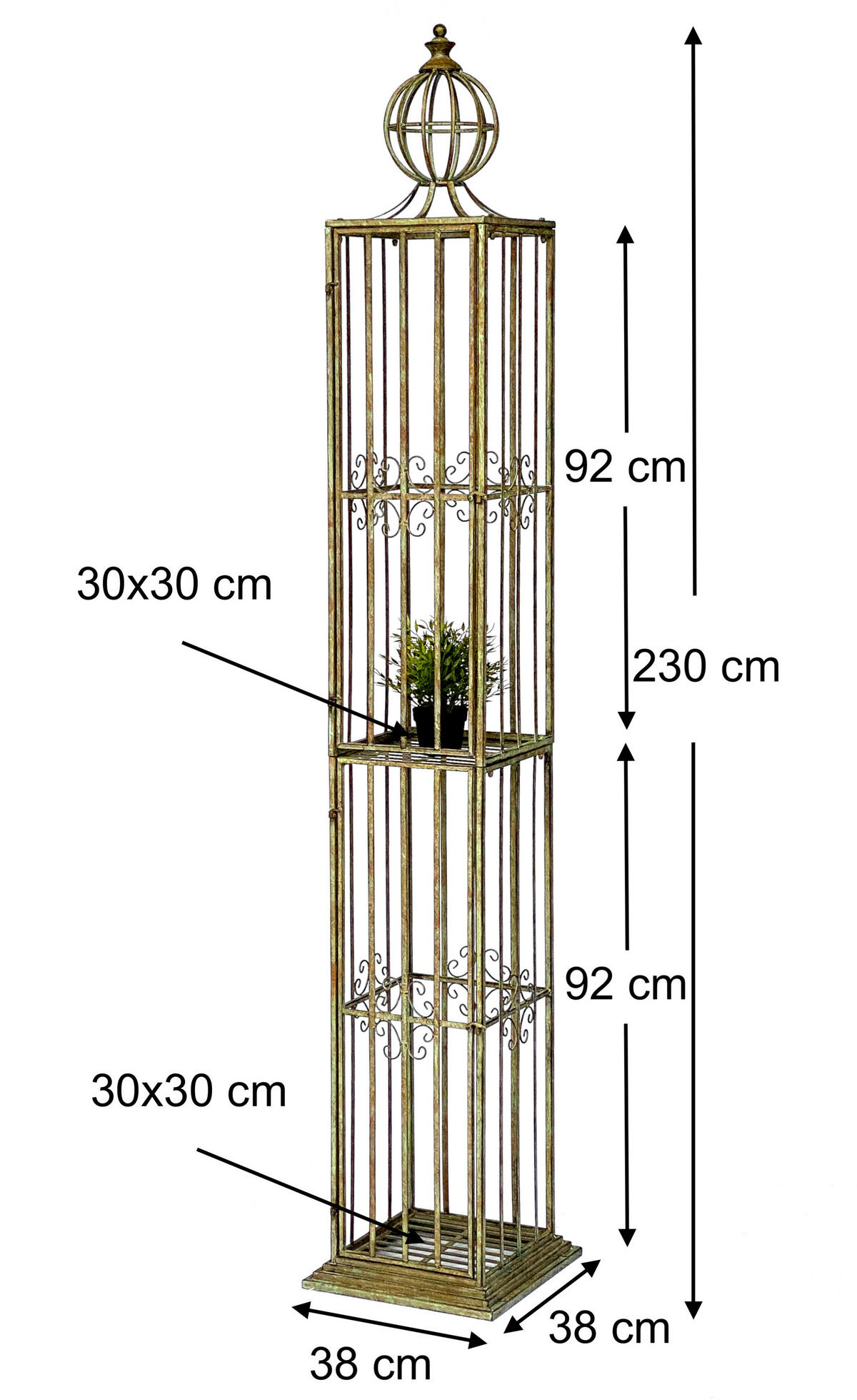 ROSENSÄULE Rosenturm Rankhilfe Metall 230 cm - Grün, Metall (38/230/38cm) - DanDiBo
