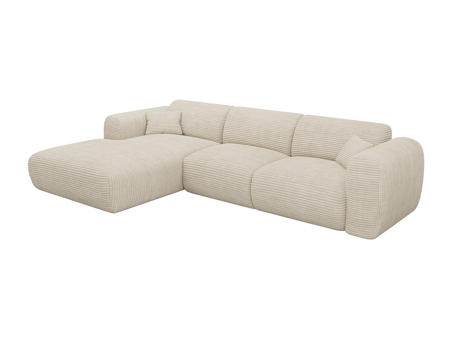 GROSSER Ecksofa - Ecke links - Cord - Beige - POGNI - Beige, Textil (280/165cm) - Vente-Unique