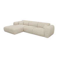 GROSSER Ecksofa - Ecke links - Cord - Beige - POGNI - Beige, Textil (280/165cm) - Vente-Unique