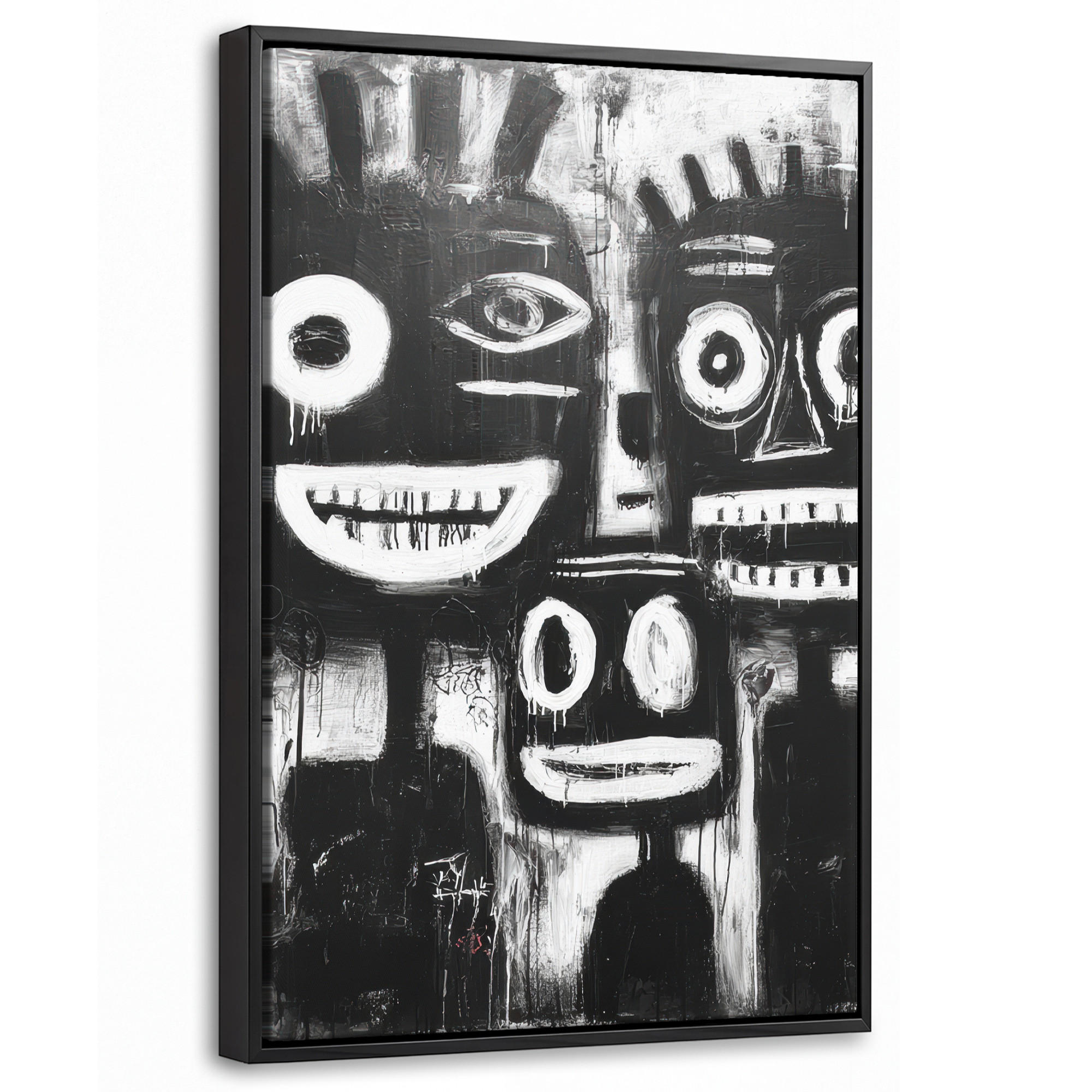 LEINWAND Bilder mit Rahmen - Malerei - Figuren - Schwarz - Abstrakt - 20x30 - Schwarz, Textil (20/30cm) - MuchoWow