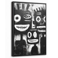 LEINWAND Bilder mit Rahmen - Malerei - Figuren - Schwarz - Abstrakt - 20x30 - Schwarz, Textil (20/30cm) - MuchoWow