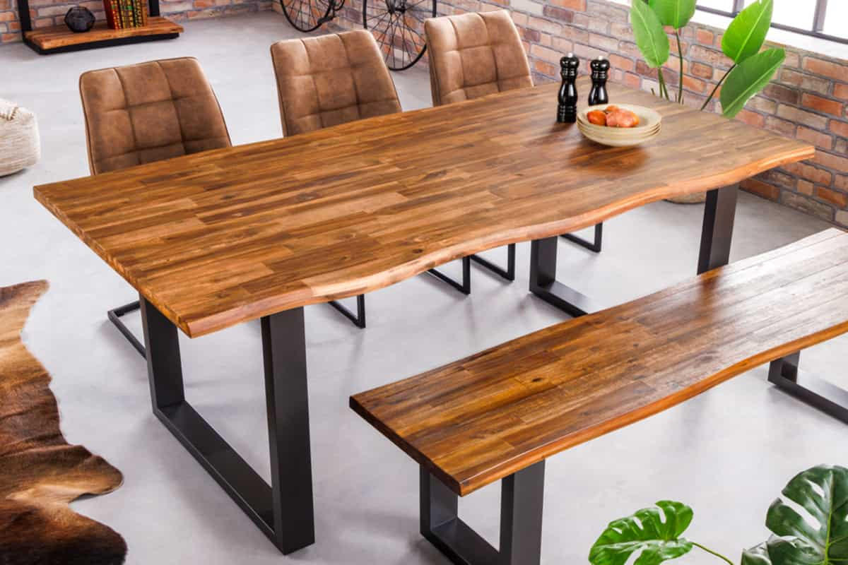 ESSTISCH GENESIS Akazie Braun 200cm - Schwarz/Braun, Holz/Metall (100/200/76cm) - riess-ambiente