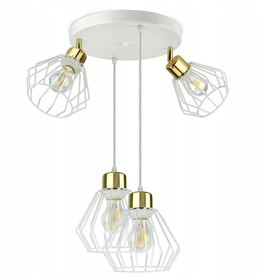 DECKENLEUCHTE LOFT - Goldfarben/Weiß, Metall (30/30/80cm) - kiki design