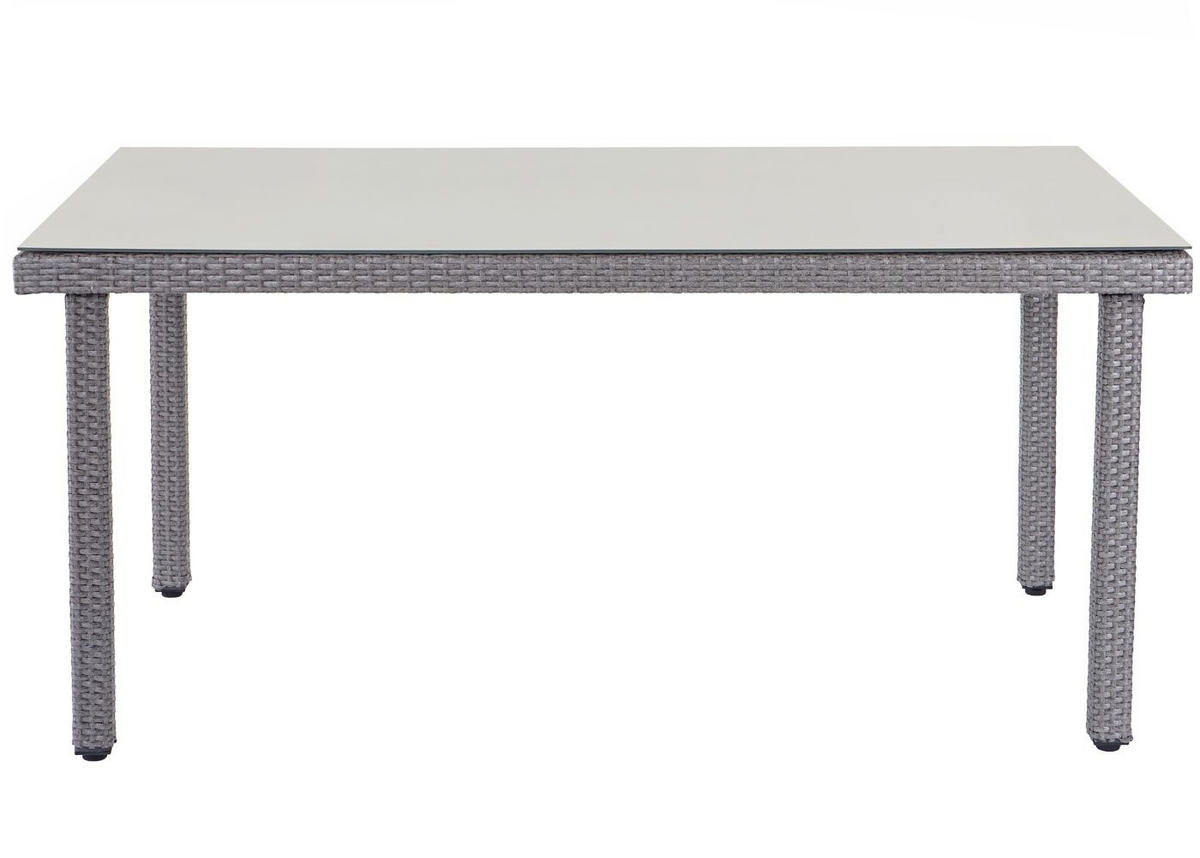 GARTENTISCH Mattis XL aus Poly-Rattan HxBxT 74,5x160x90cm Grau - Grau, Kunststoff (90/160/74.5cm) - PROREGAL