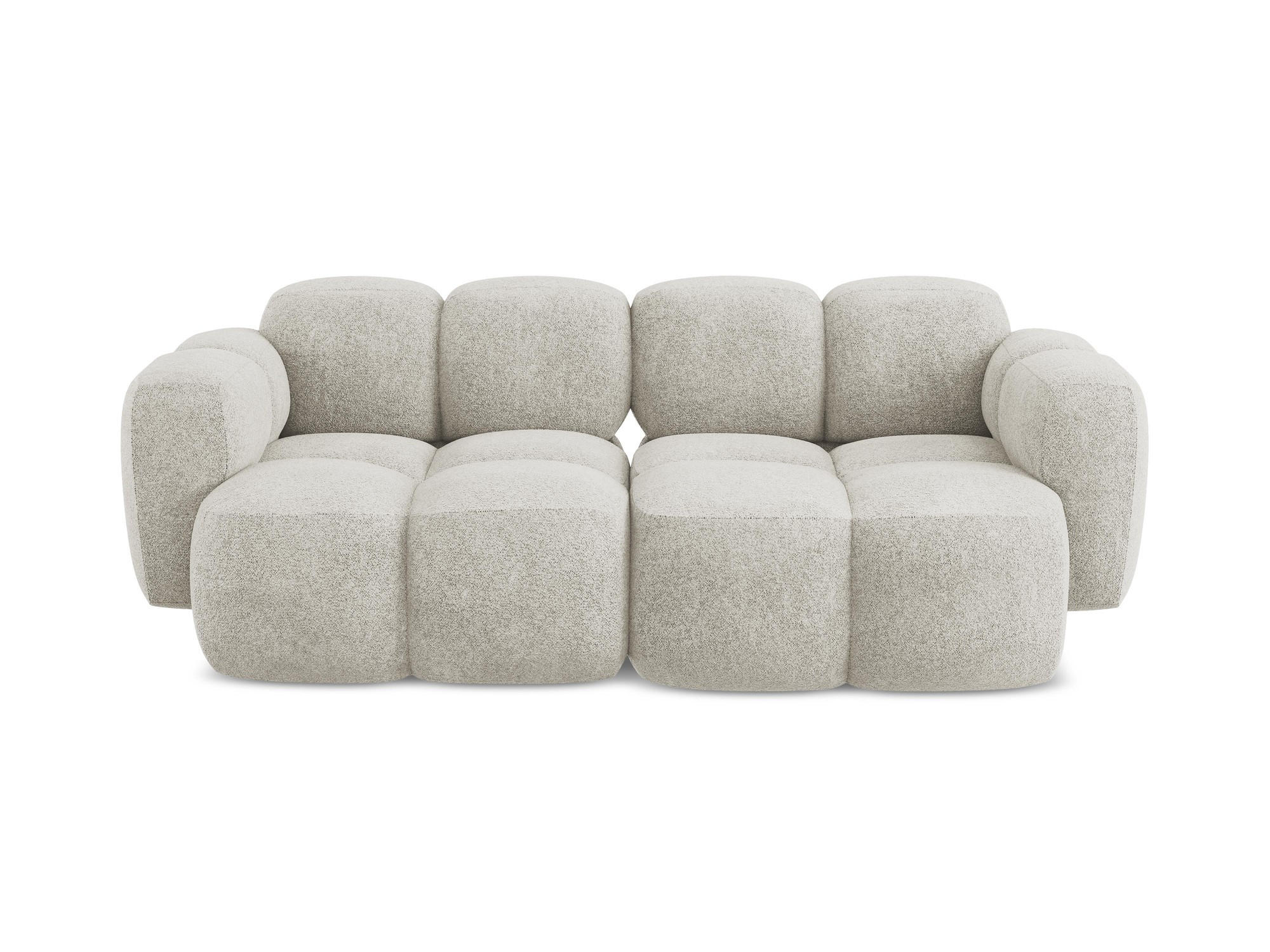 2-SITZER SOFA Chenille Stoff Beige - Hellbraun/Schwarz, Holzwerkstoff/Kunststoff (210/72/115cm) - Makamii