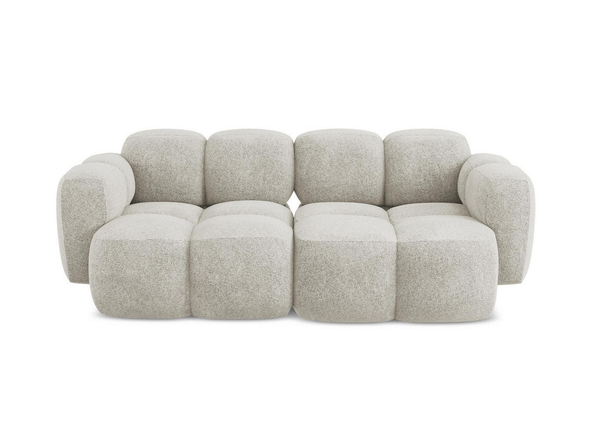 2-SITZER SOFA Chenille Stoff Beige - Hellbraun/Schwarz, Holzwerkstoff/Kunststoff (210/72/115cm) - Makamii
