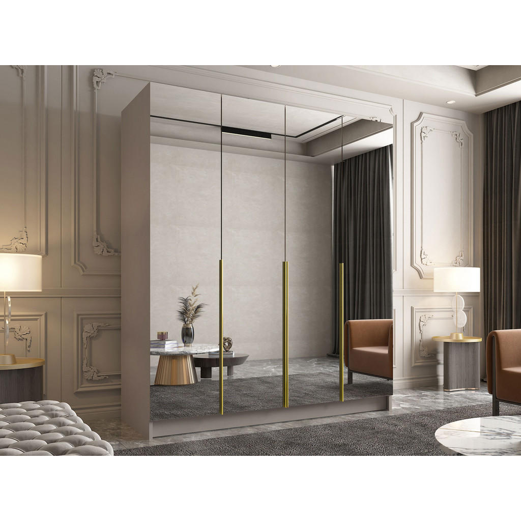Thumbnail - Mirjan24 Kleiderschrank, Beige, Holzwerkstoff, 9 Fächer, Rechteckig, 200x215x58 cm, Schlafzimmer, Kleiderschränke, Dreht...