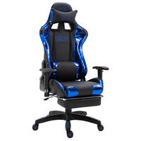 BÜROSTUHL Racing Turbine mit Fußablage glanz, Schwarz/Blau - Blau, Kunststoff/Textil (67/142/58cm) - TPFLiving