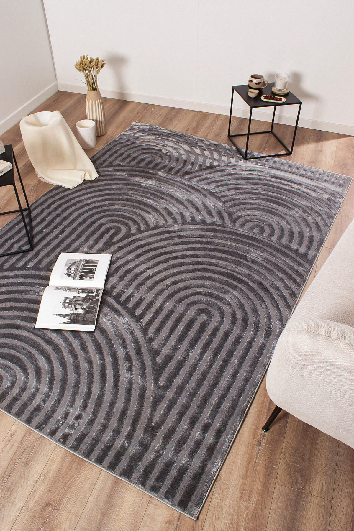 TEPPICH mit geometrischem Muster Bianca Grau 160x230 cm - Grau, Textil (160/230cm) - Nazar Rugs