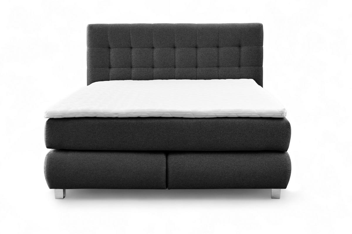 BOXSPRINGBETT Ben mit Pocketmatratze und Bonellmatratze inkl. Topper - Schwarz, Textil (140/200cm) - AN-Moebel 4u