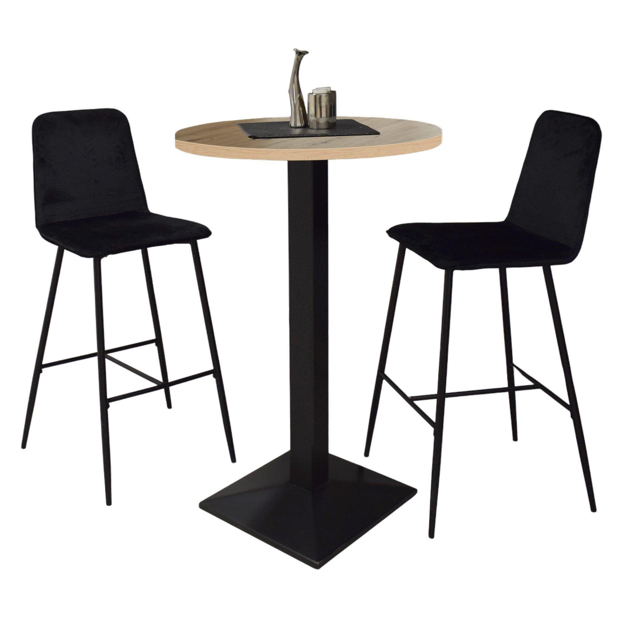 TRESENTISCH rund Eleanore 70 cm schwarz matt/asteiche - Naturfarben, Metall (70/70/106cm) - 58aufmkessel