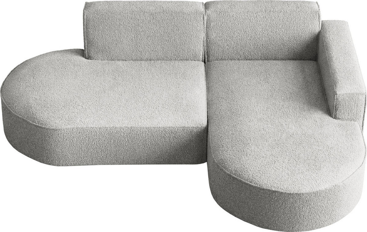 ECKSOFA Hana L-Form 3-Sitzer Ecke Rechts, Boucle, Hellgrau 241/73/168 cm - Hellgrau/Schwarz, Textil/Metall (168/241cm) - WFL GROUP