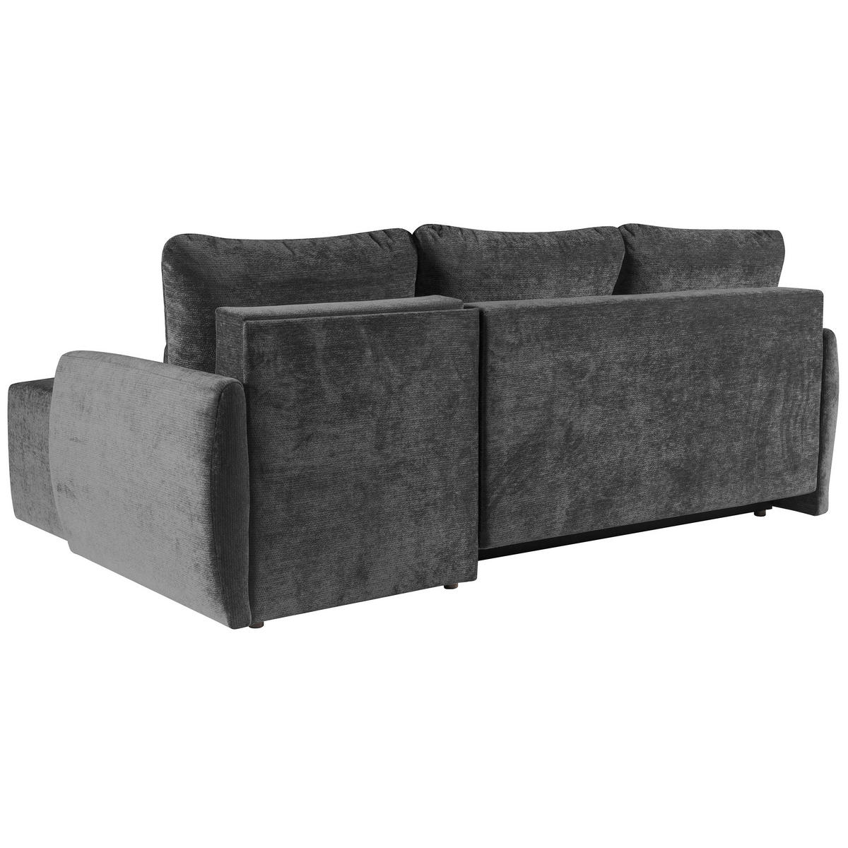 ECKSCHLAFSOFA Camila mit Schlaffunktion und universeller Ottomane, Dunkelgrau - Dunkelgrau, Textil (225/153cm) - Beautysofa