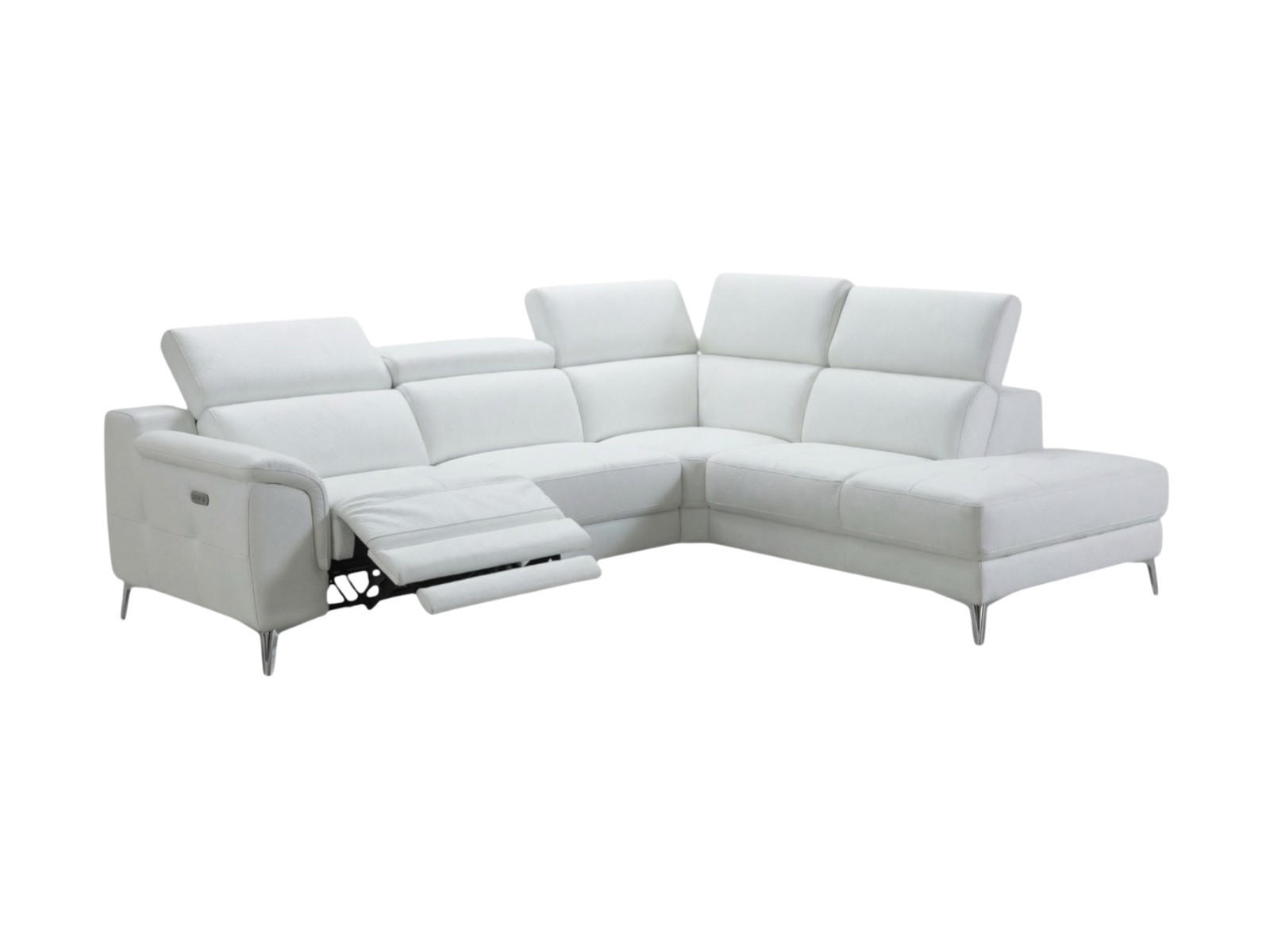ECKSOFA Jardin Echtleder mit 1 x Relaxfunktion Weiß - Weiß, Leder/Metall (266/230cm)