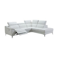 ECKSOFA Jardin Echtleder mit 1 x Relaxfunktion Weiß - Weiß, Leder/Metall (266/230cm)