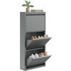 SCHUHSCHRANK mit 3 Klappen, 50x106x15cm, Hellgrau - Hellgrau, Metall (50/106/15cm) - Woltu