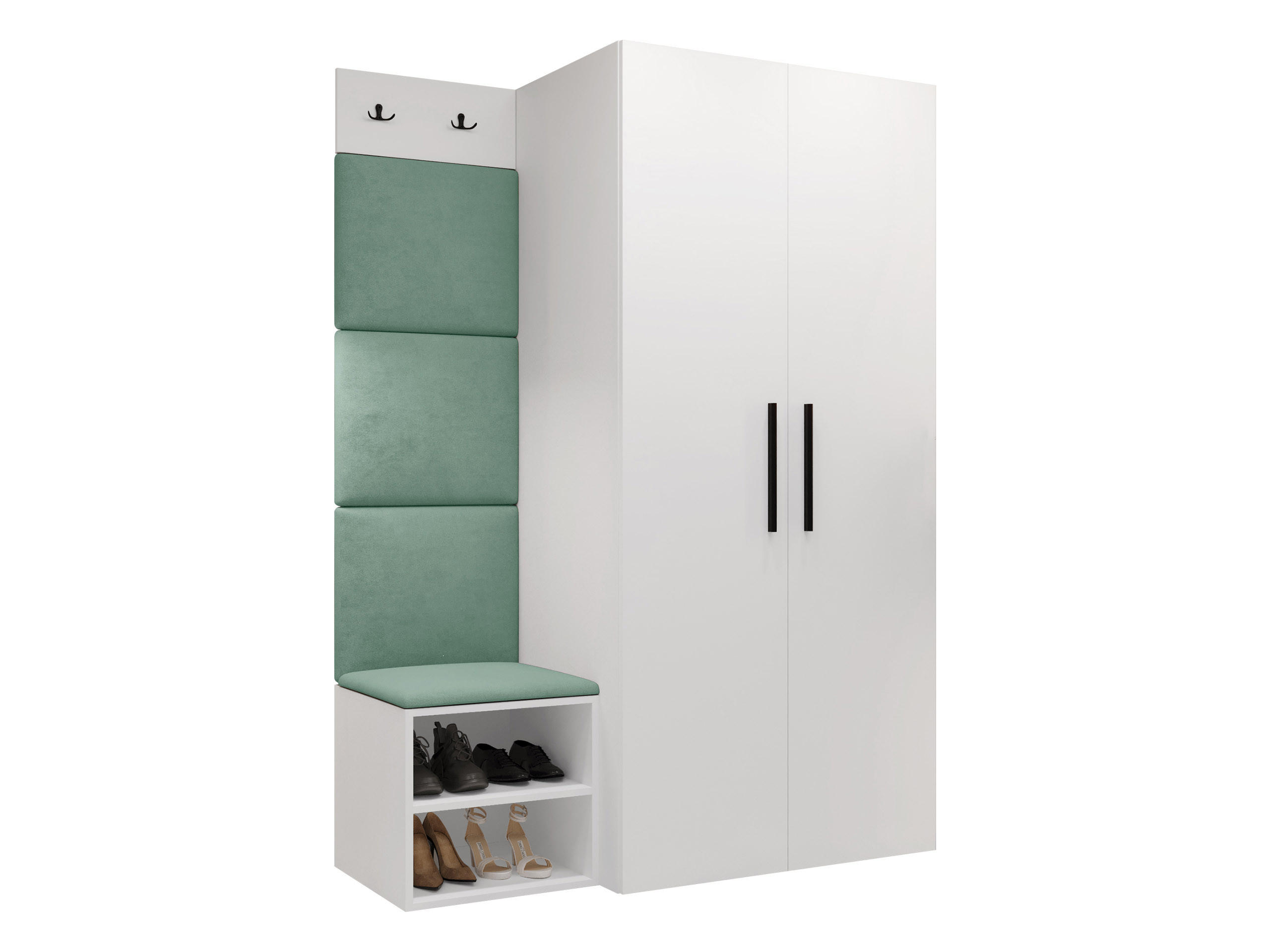 GARDEROBEN-SET Medi IV - Schwarz/Weiß, Holzwerkstoff/Kunststoff (80/191/50cm) - MIRJAN24