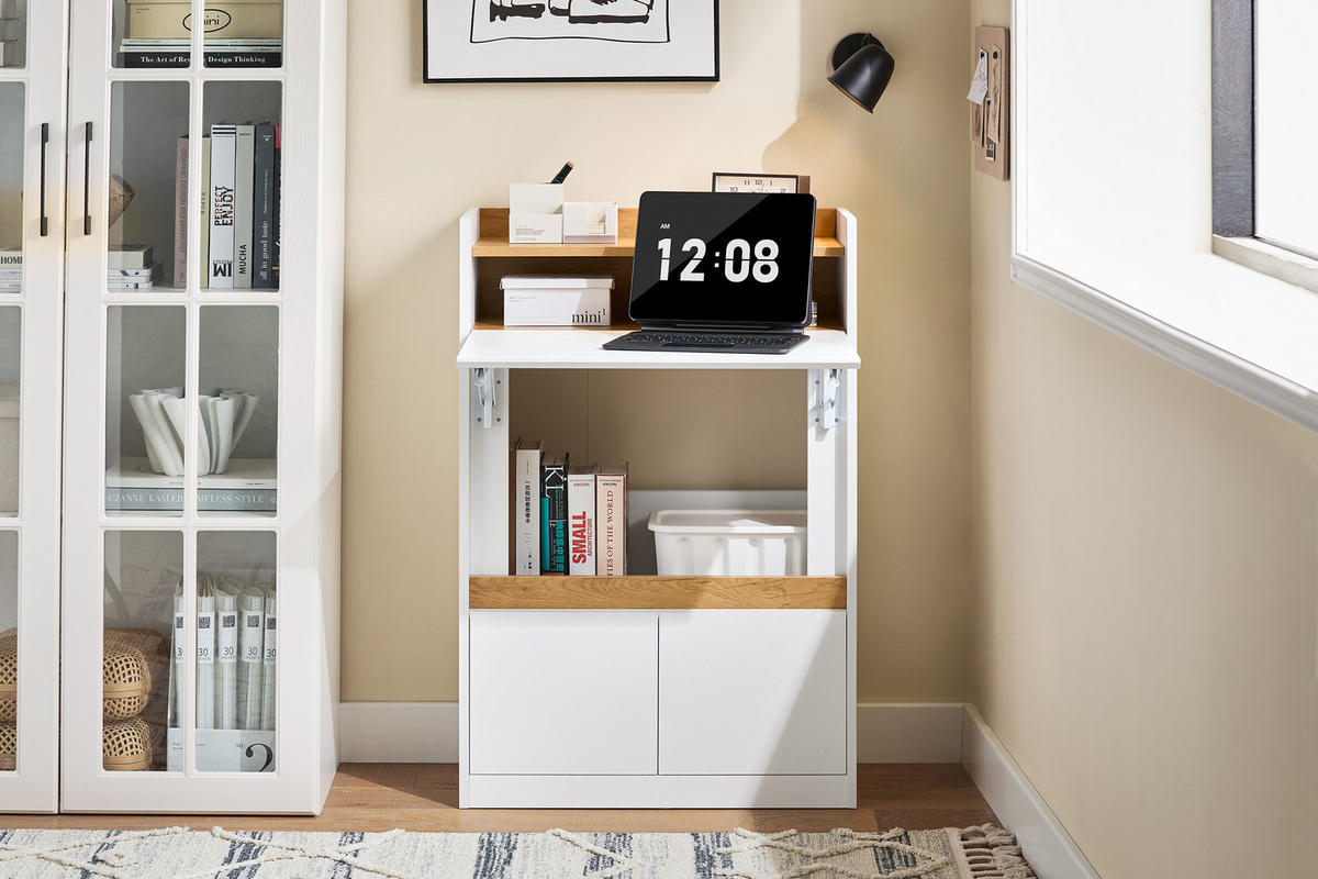 SCHREIBTISCH Weiß klappbar - Weiß, Holzwerkstoff (67/63/93cm) - SoBuy