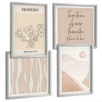 BILDER SET 4er Set - 50x50 cm & 40x60 cm Silberner Rahmen - Abstrakte Formen und Farben - Silberfarben, Kunststoff (50/50cm) - TULUP