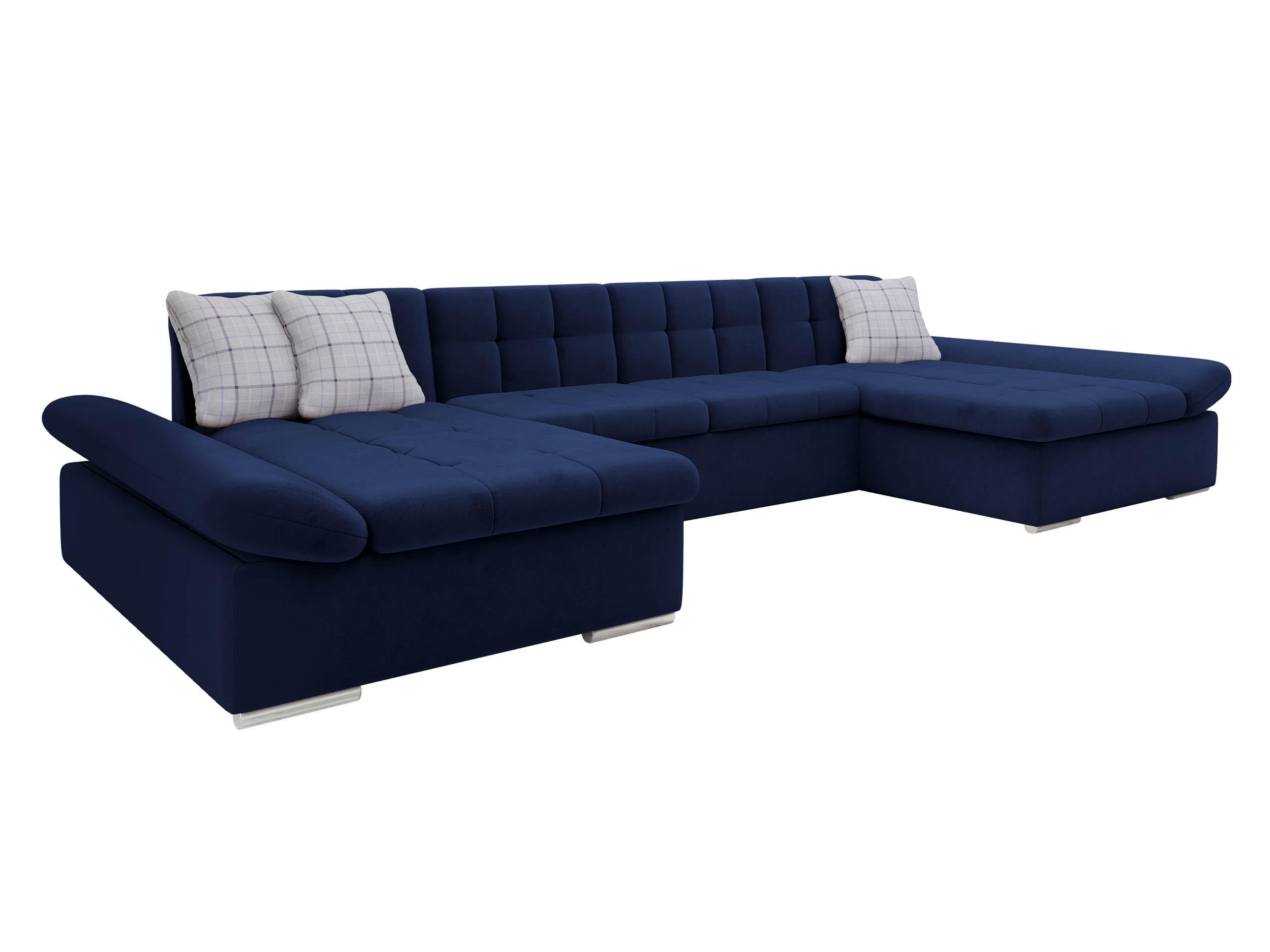 WOHNLANDSCHAFTEN Alia - Chromfarben/Dunkelblau, Holz/Kunststoff (360/75/160cm) - MIRJAN24