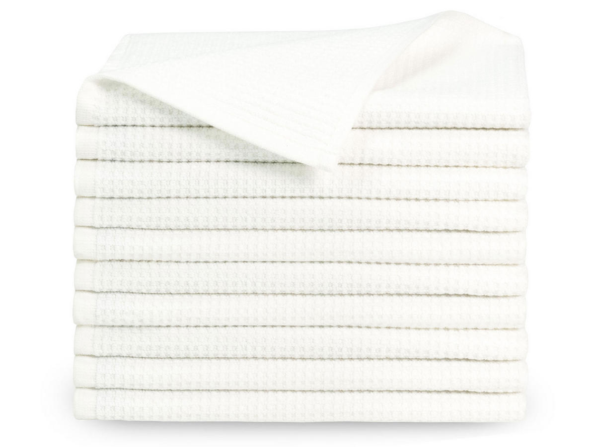 GÄSTETÜCHER, 10er-Set, 30x50 cm, 100% Baumwolle, Weiß - Weiß, Textil (30/50cm) - Zollner