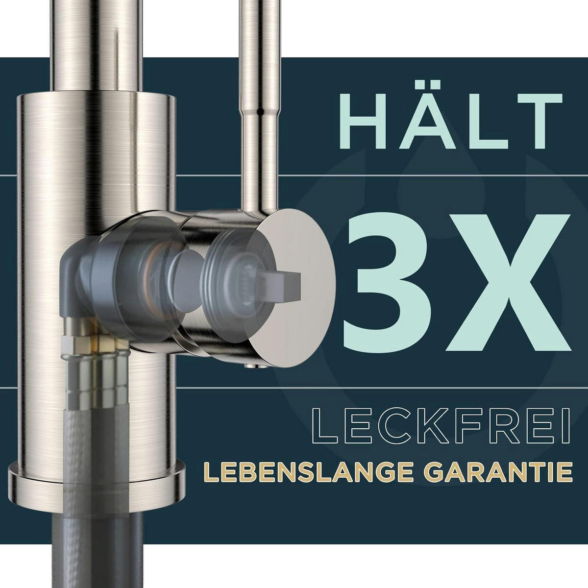 KÜCHENARMATUR mit hohem Bogen und ausziehbarer Brause Edelstahl - Silberfarben, Metall (5/42.5/25cm)