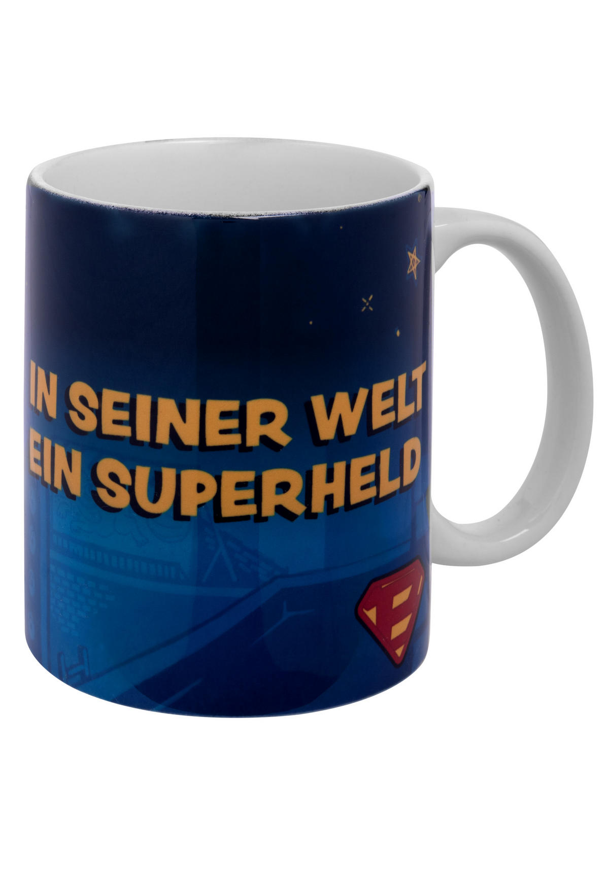 KAFFEEBECHER Bastian Bielendorfer In seiner Welt ein Superheld Blau 320 ml - Blau, Keramik (0.32L) - United Labels