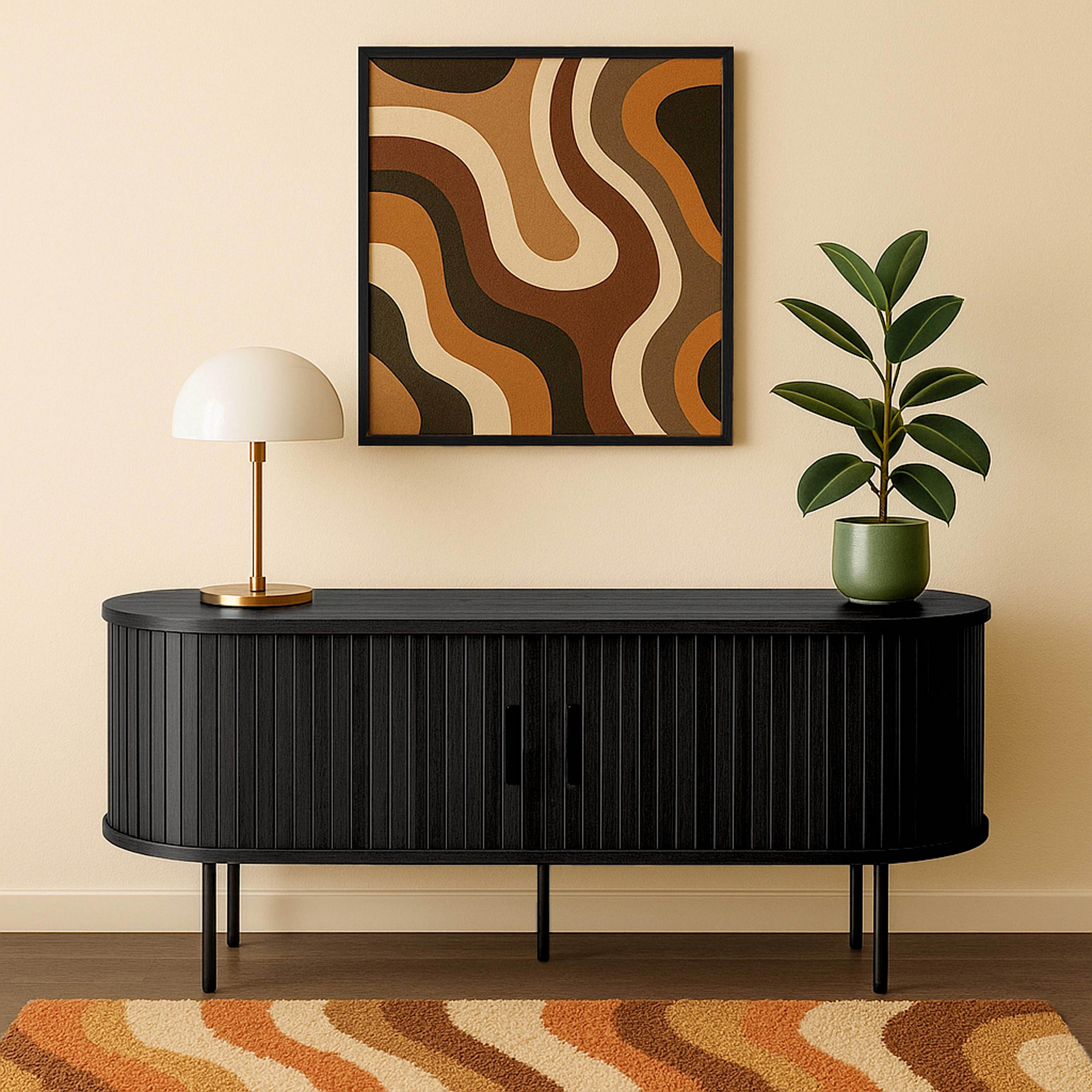 TV-MÖBEL 120 cm, Schwarz - Schwarz, Holz (40/55/120cm) - Oviala