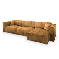 ECKSOFA TOLMO P Gelb Kordstoff mit Schlaffunktion - Gelb, Holz (347/148cm) - MASSENO