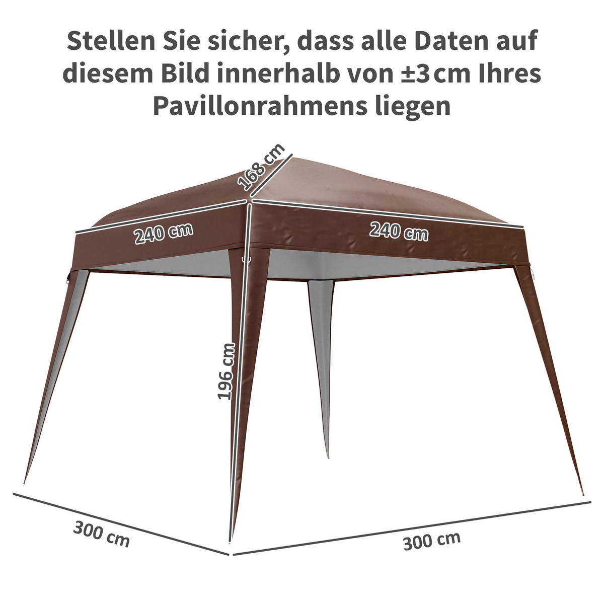 PAVILLON-ERSATZDACH, Ersatzplane für 3 x 3 m Gartenpavillon, Gartenzeltdach-Ersatz, UPF50+, Oxford-Stoff, Kaffee - Cappuccino, Textil (300/1/300cm)