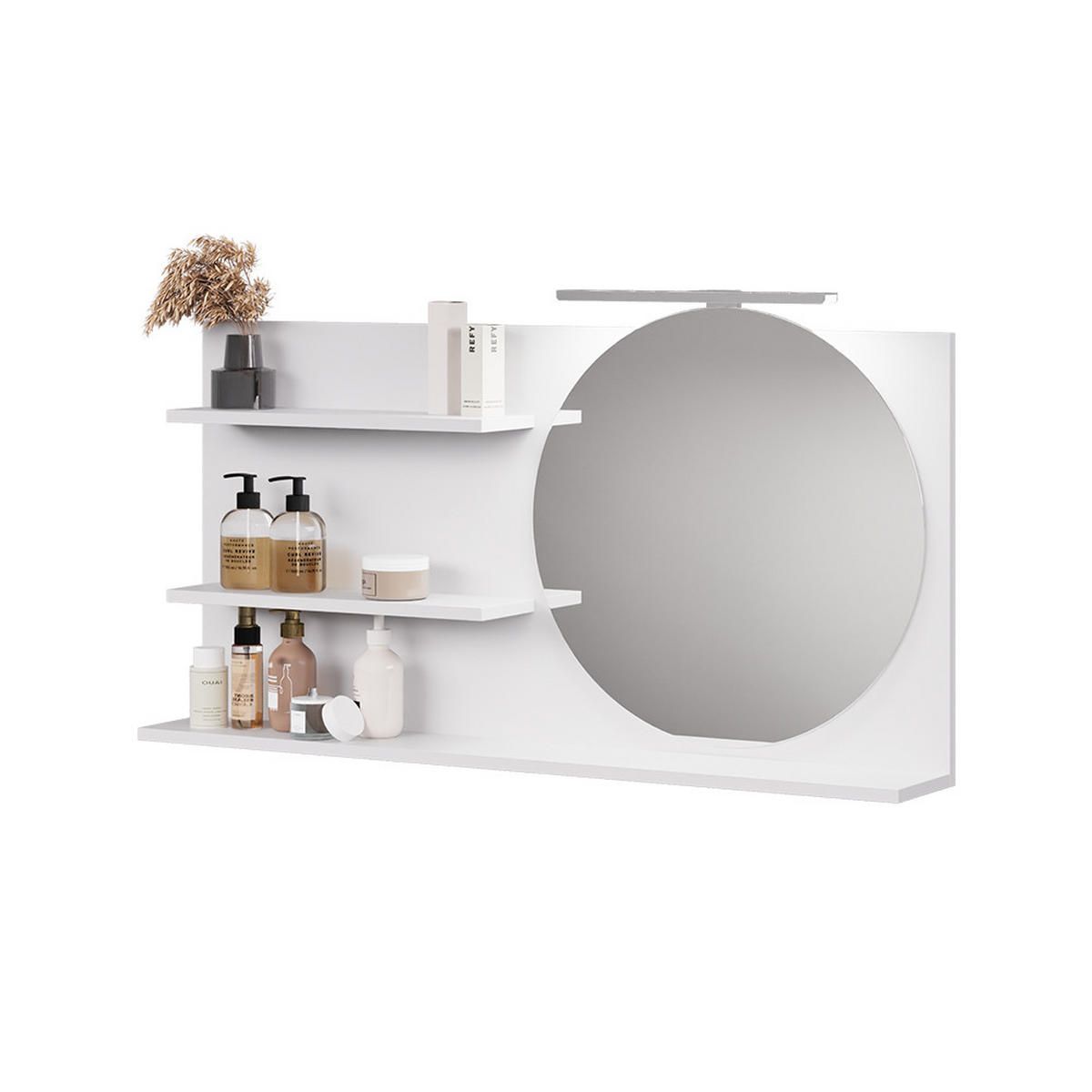 BADSPIEGELSCHRANK Avena Weiß 100 x 50 cm mit 3 offenen Fächern - Weiß, Holzwerkstoff (100/50/13.5cm) - Vicco