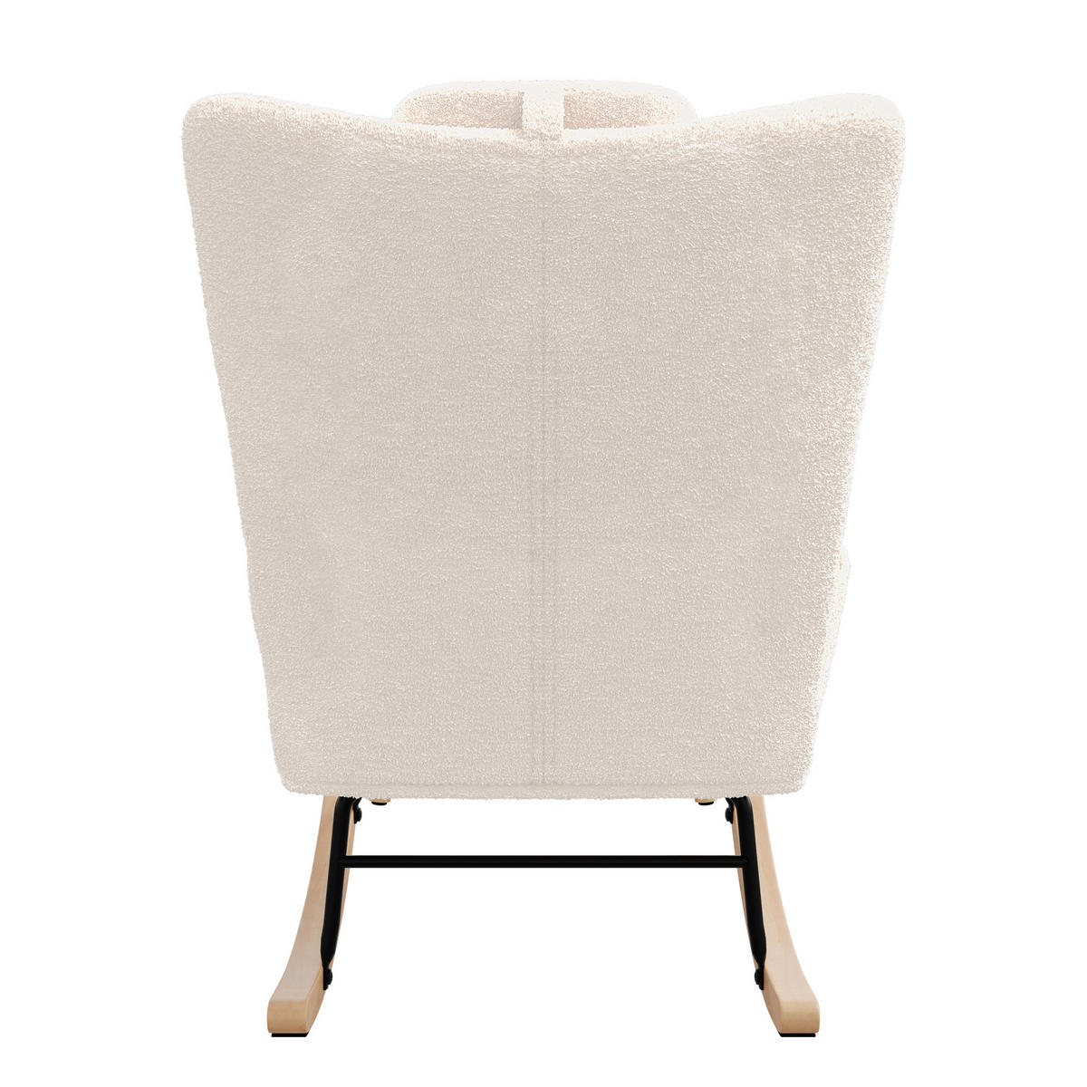 SCHAUKELSTUHL aus Teddyplüsch, mit Kopf- & Fußstütze, Beige - Beige, Holz (66/89/70cm)