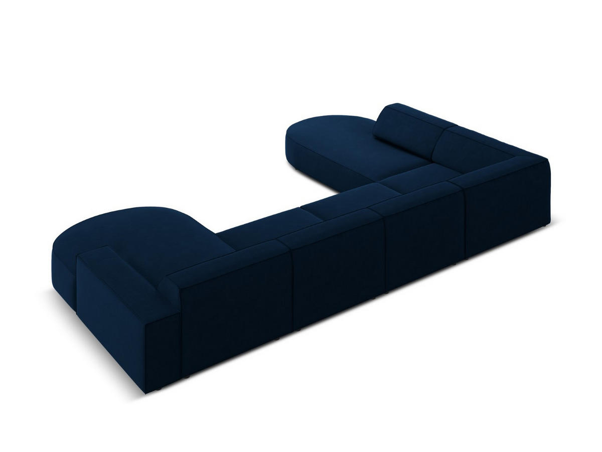 PANORAMASOFA links Jodie aus Samt königsblau 7 Sitzplätze - Blau, Textil (262/70/364cm) - Micadoni