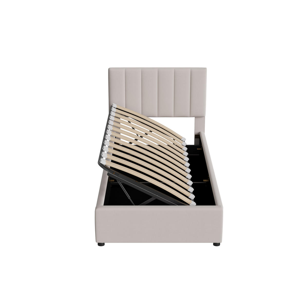 JUGENDBETT 90x200 cm Bettkasten Leinen beige - Beige, Holz (90/200cm) - LEBENLANG