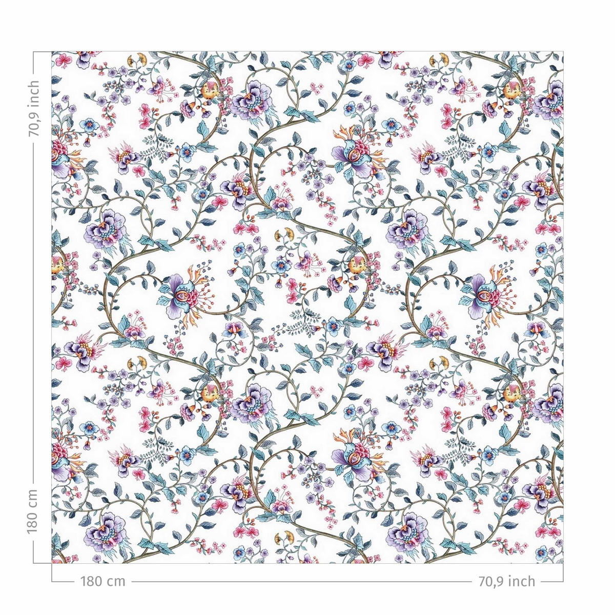 DUSCHVORHANG Blumenranken in Pastell 180/180 cm - Multicolor, Textil (180/180cm) - Bilderwelten
