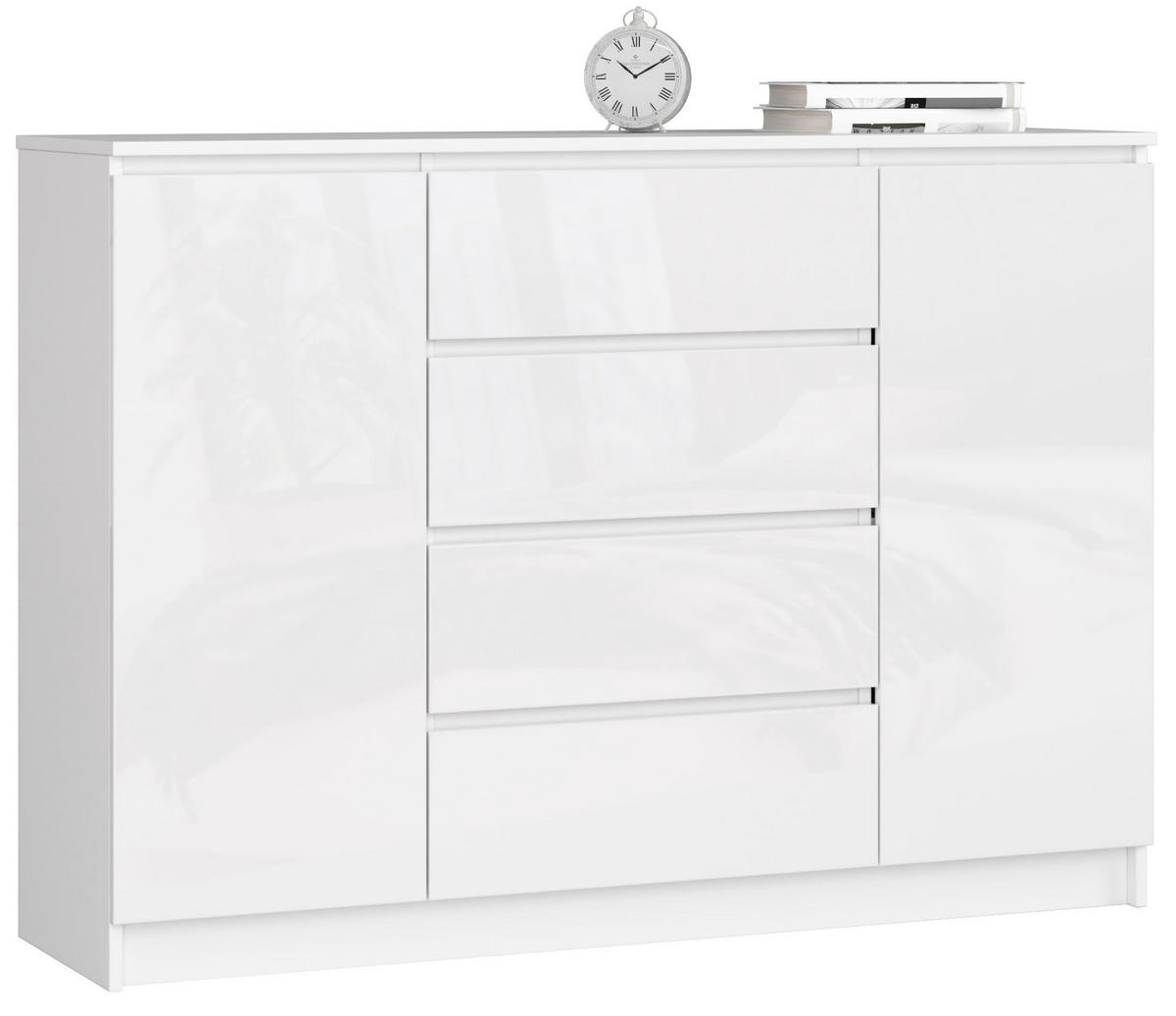 KOMMODE Weiß, Weiß Glanz 99/138/40 - Weiß, Holzwerkstoff (138/99/40cm) - RAUMHIRSCH FURNITURE