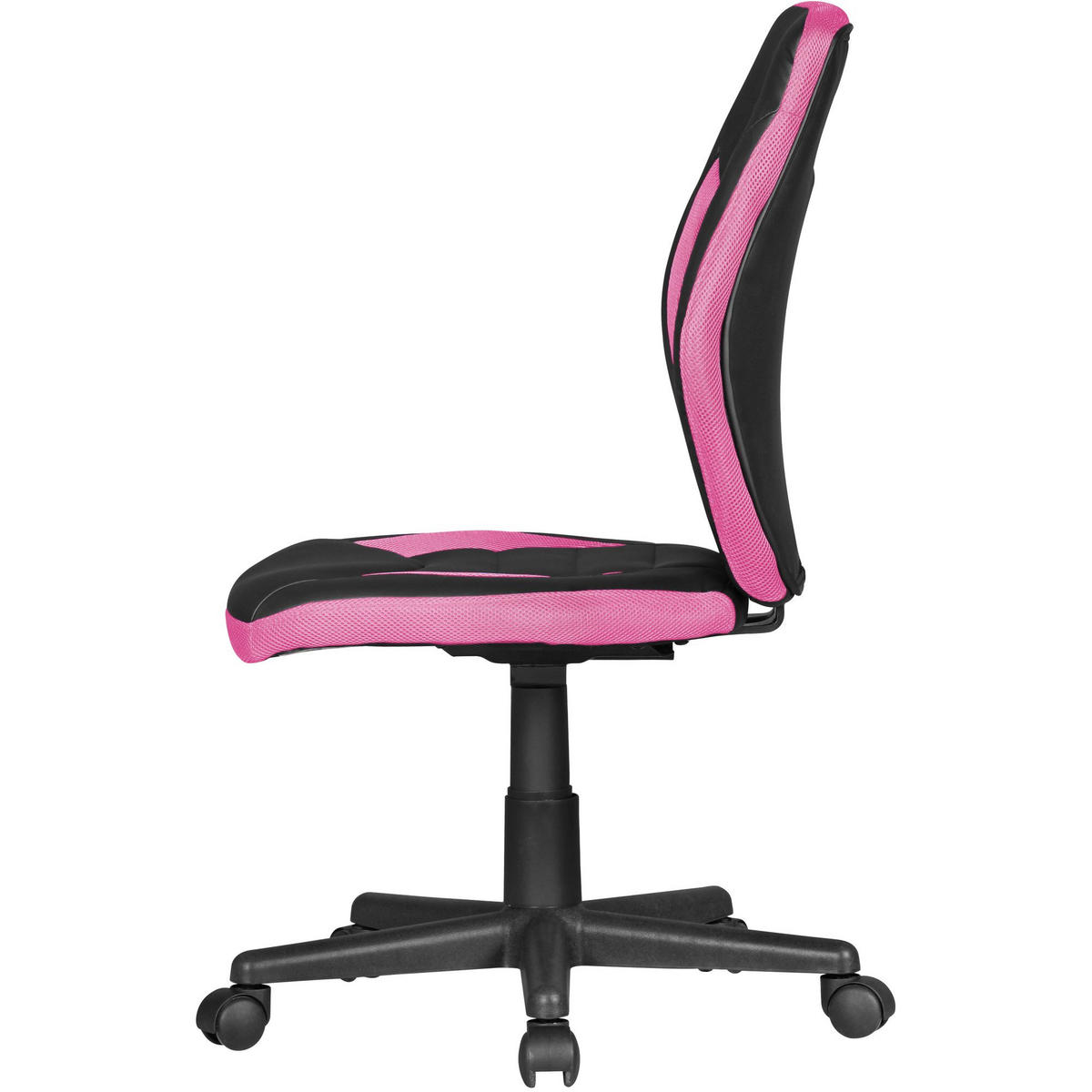 JUGENDDREHSTUHL Hohe Rückenlehne Schulterstütze Kunstleder Mesh, Rosa 63x63x103 cm - Schwarz/Rosa, Kunststoff/Textil (63/103/63cm) - KADIMA DESIGN
