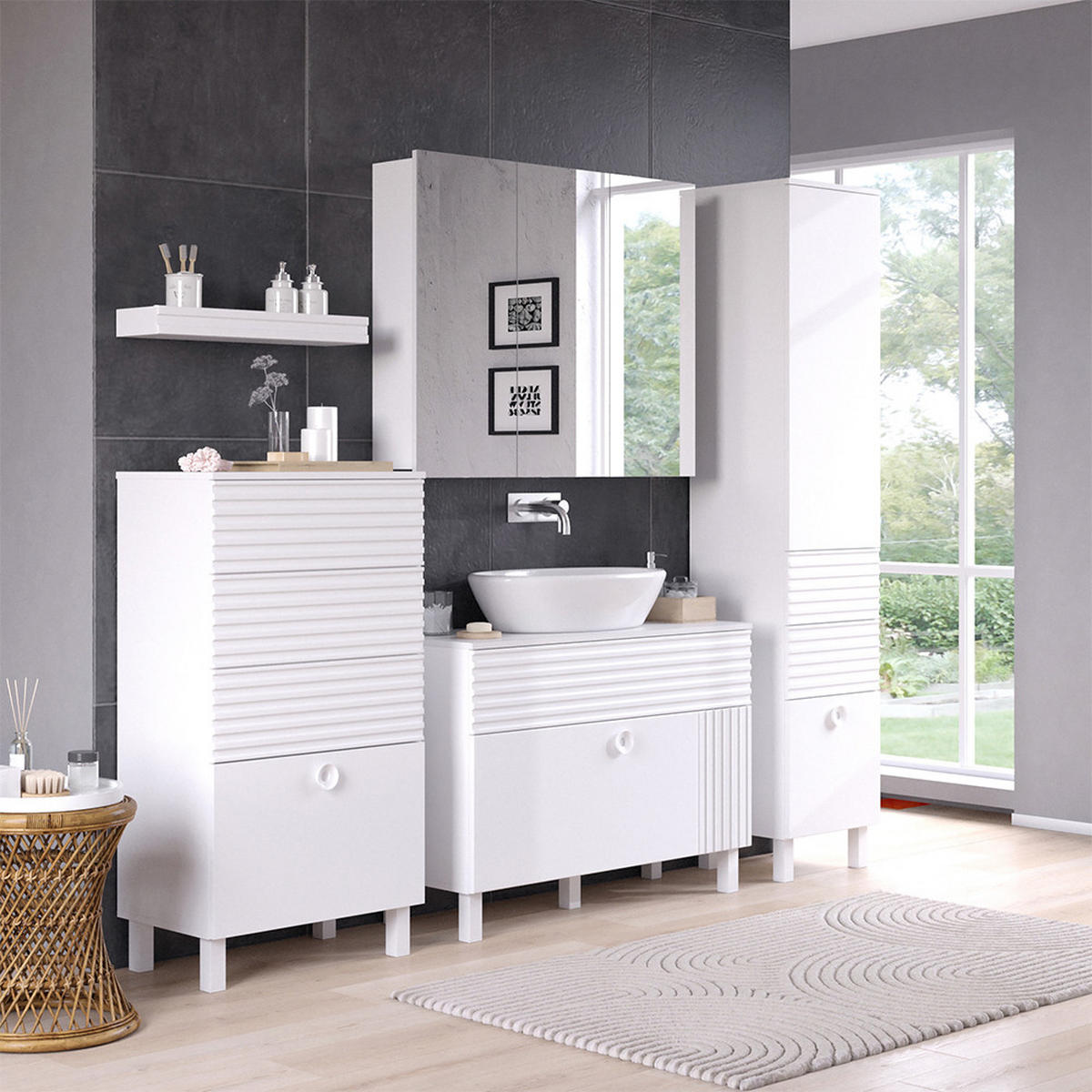 BADMÖBEL-SET Sola Weiß 4 Teile - Weiß, Holzwerkstoff (100/72/37cm) - Vicco