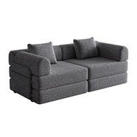 2-SITZER Sofa, 2 in 1 Schlafsofa mit Stauraum und Armlehnen,Chenille,Grau - Grau, Textil (184/69/91cm) - PARAFTA HOME
