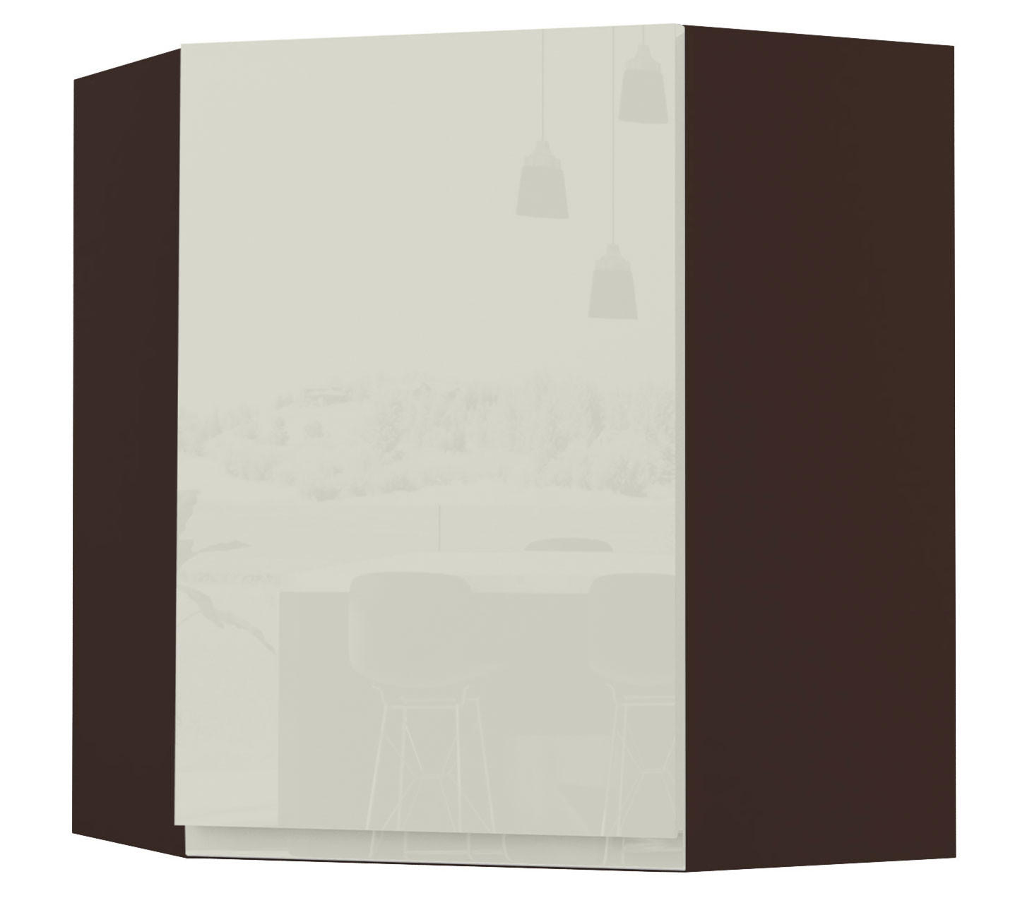 HÄNGESCHRANK Florence W10/60 Lava / RAL 1013 perlweiß HG 60 / 60 / 72cm - Türanschlag rechts - Dunkelgrau/Weiß Hochglanz, Holz/Holzwerkstoff (60/72/60cm) - Feldmann-Wohnen