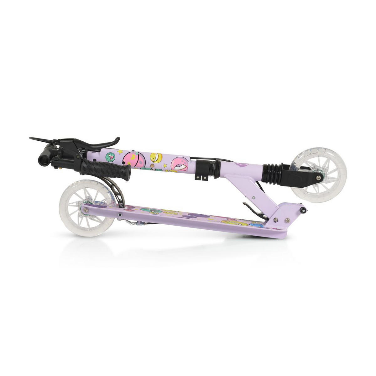 KINDERROLLER Snazzy lila LED-Räder, Frontstoßdämpfer, Seitenständer, Hinterradbremse, faltbar - Violett, Metall (89/40/74cm)