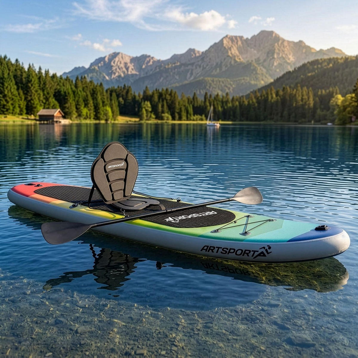 STAND UP Paddle Board Retro Love aufblasbar mit Kajak-Set - Multicolor, Kunststoff (320/77/15cm) - Artsport