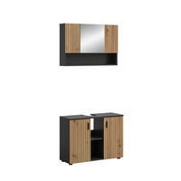 BADEZIMMER Mira 2-tlg. (B/H/T: ca. 80/180/30 cm) in Basalt grau/Artisan Oak - Grau, Holzwerkstoff (80/180/30cm)