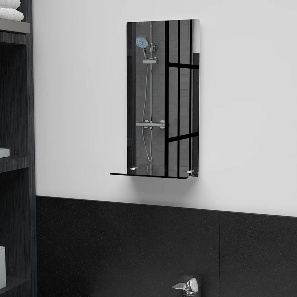 WANDSPIEGEL mit Regal 20×40 cm Hartglas - Silberfarben, Glas (20/40/10cm) - furnicato
