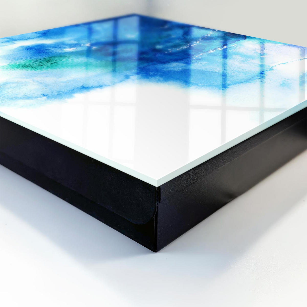 SCHLÜSSELBOX Schwarz 30x30 cm- Türöffnung nach rechts - Blaue Wellen - Blau, Metall (30/30/5cm) - TULUP