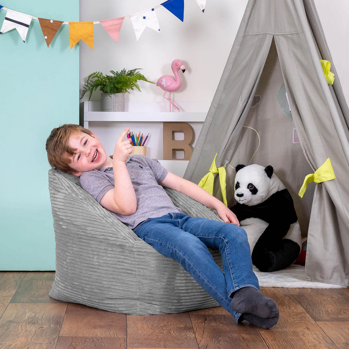 SITZSACK Flauschig für Kinder - Grau, Textil (55/44/55cm) - icon