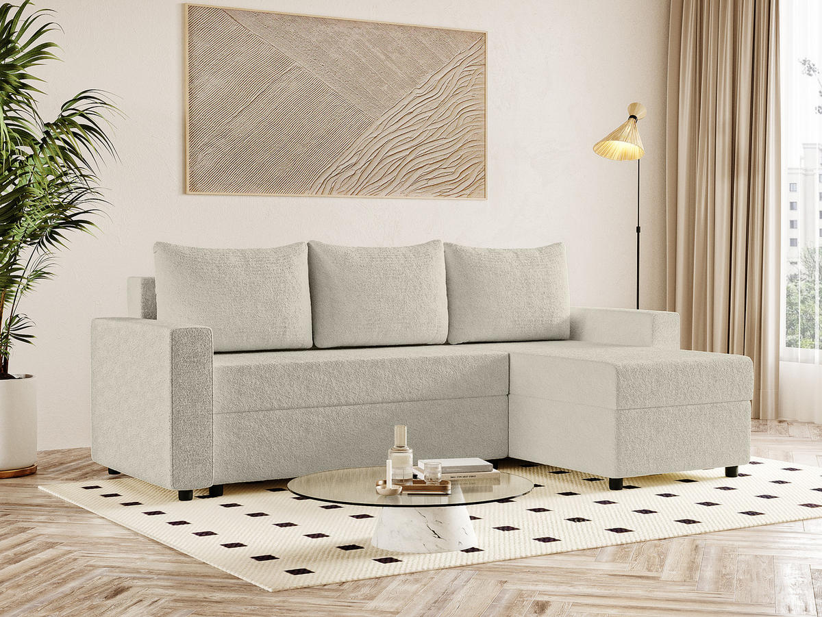 ECKSOFA Goka L mit Schlaffunktion, Beige - Beige, Textil (230/146cm) - Fedve