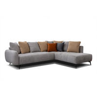 ECKSOFA EVENTO 5-Sitzer, platinfarben - Schwarz/Grau, Holzwerkstoff/Textil (266/206cm) - Courtois Laville