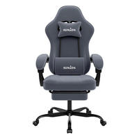 GAMINGSTUHL mit Fußstütze & Lendenkissen Ergonomisch Grau - Grau, Metall (62.2/180/48.3cm) - Kaket
