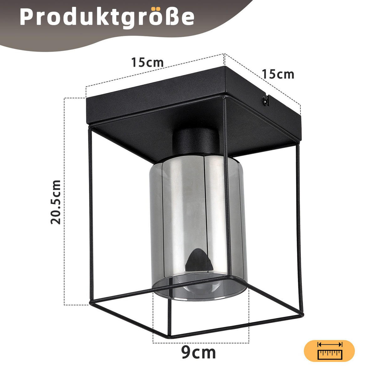 DECKENLEUCHTE Lawler 15/15/20cm - Schwarz, Metall (15/15/20cm) - Nettlife